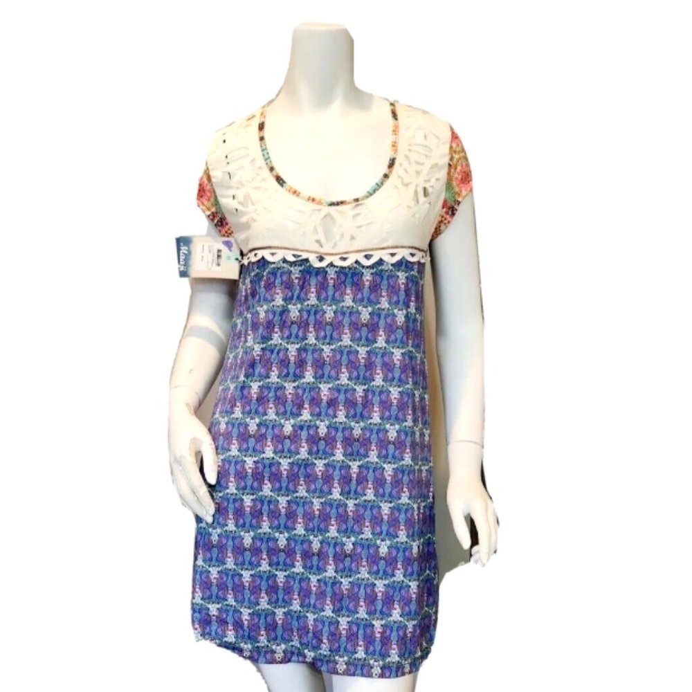 Maaji Chimeric Wayfarer Laser Cutouts Cap Sleeve Short Dress Cover up